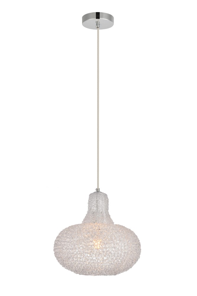 Finola Collection Pendant D11.8 H12.6 Lt:1 Chrome and Clear Finish