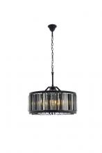 Elegant 1203D28MB-SS/RC - Chelsea 8 Light Matte Black Chandelier Silver Shade (Grey) Royal Cut Crystal