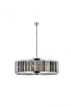 Elegant 1203G43PN-SS/RC - Chelsea 10 Light Polished Nickel Chandelier Silver Shade (Grey) Royal Cut Crystal