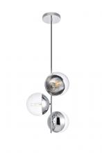 Elegant LD6125C - Eclipse 3 Lights Chrome Pendant with Clear Glass