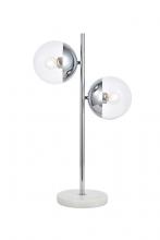 Elegant LD6155C - Eclipse 2 Lights Chrome Table Lamp with Clear Glass