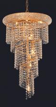 Elegant V1801SR16G/RC - Spiral 8 Light Gold Pendant Clear Royal Cut Crystal