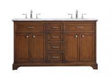 Elegant VF15060DTK - 60 In. Double Bathroom Vanity Set in Teak