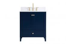 Elegant VF18030BL-BS - 30 Inch Single Bathroom Vanity in Blue with Backsplash