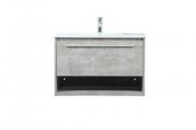 Elegant VF43530MCG - 30 Inch Single Bathroom Vanity in Concrete Grey