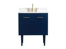 Elegant VF48030MBL-BS - 30 Inch Single Bathroom Vanity in Blue with Backsplash