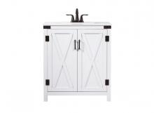 Elegant VF90230WH - 30 Inch Single Bathroom Vanity in White