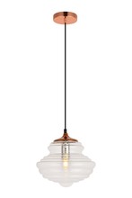 Elegant LDPD2103 - Topper Collection Pendant D10.6 H10.5 Lt:1 Copper and clear Finish