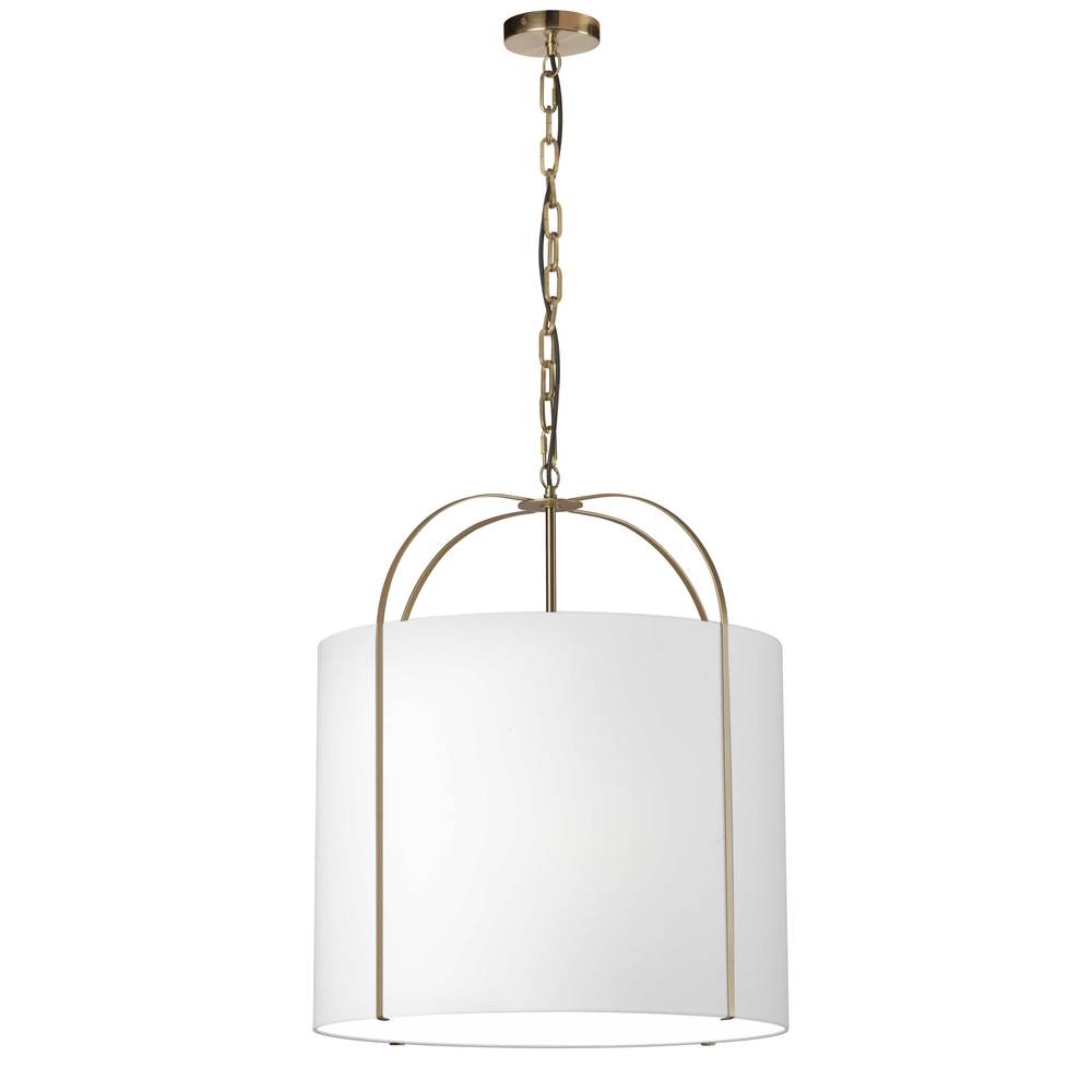 3LT Incandescent Pendant, GLD w/ WH Shade