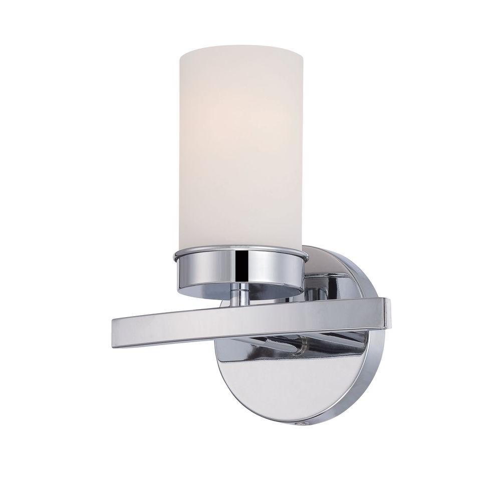 Kandinsky Collection Chrome Sconce with Opal Glass Shade