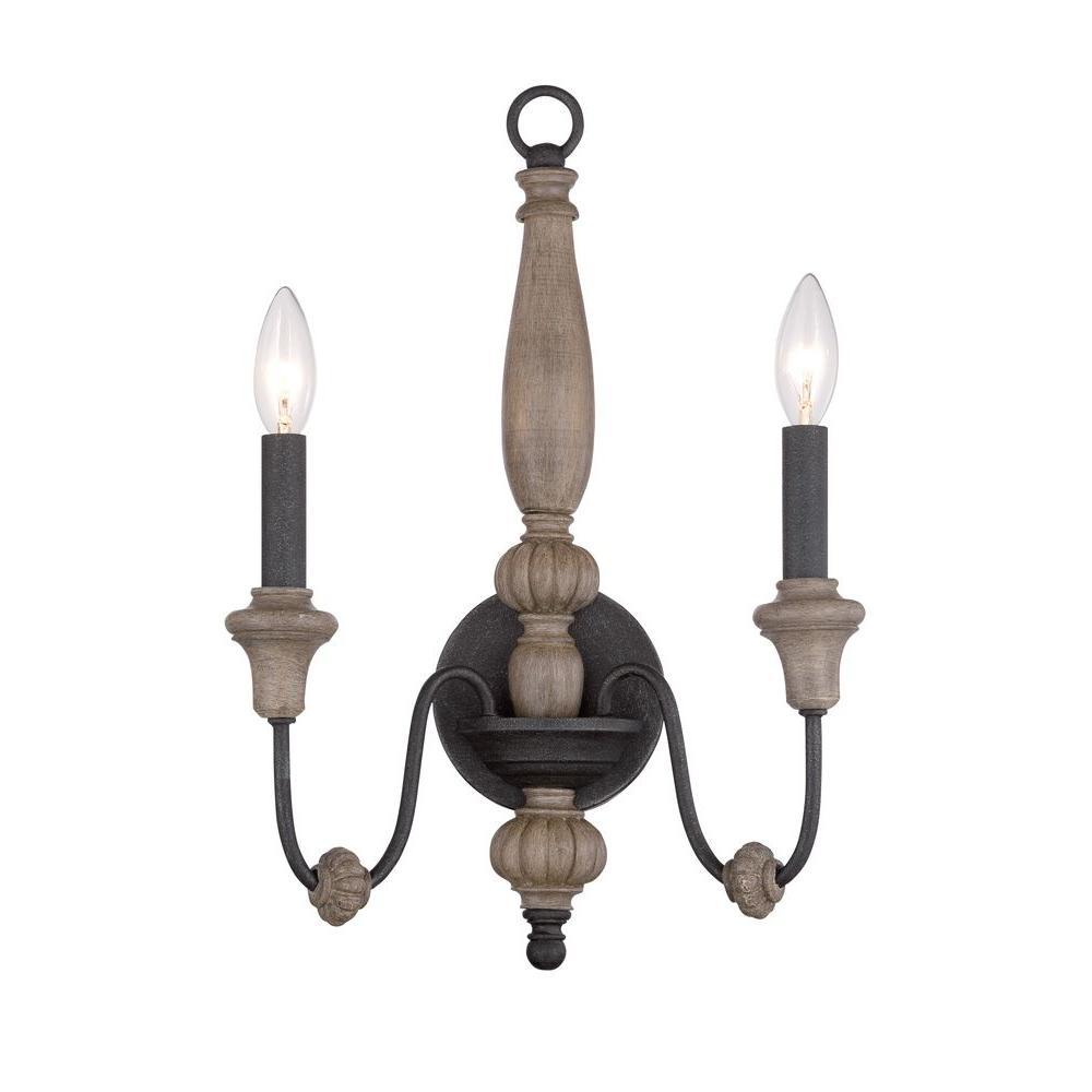 Capra Collection 2-Light Rust Sconce with Distressed Ivory Accents