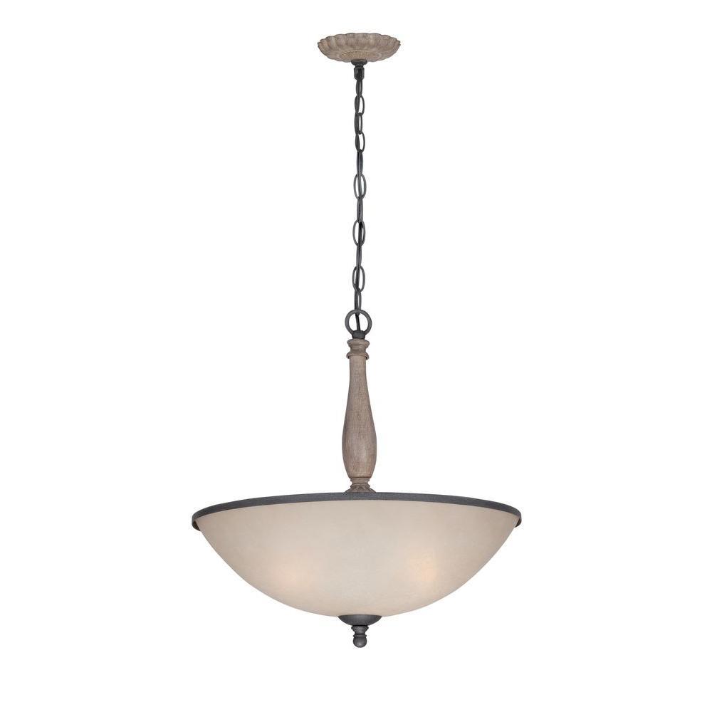 Capra Collection 3-Light Rust Pendant with Distressed Ivory Accents