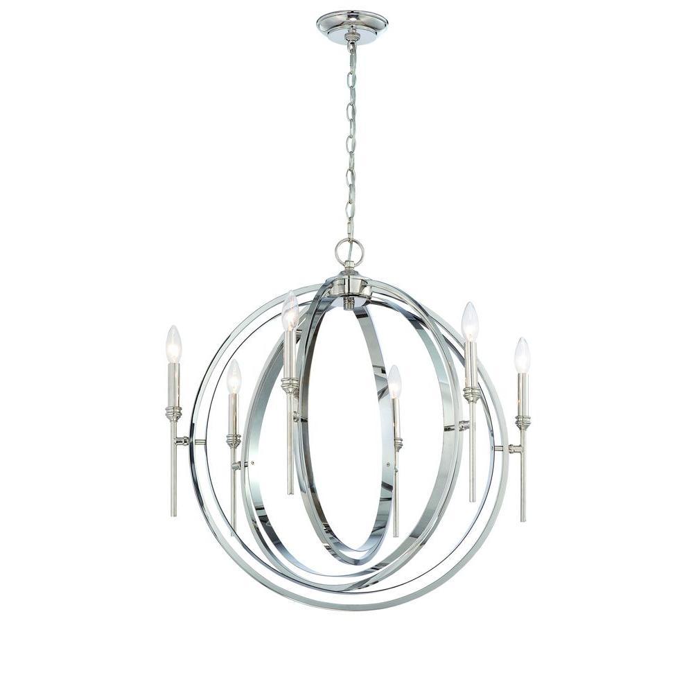 Rondure Collection 6-Light Polished Nickel Chandelier