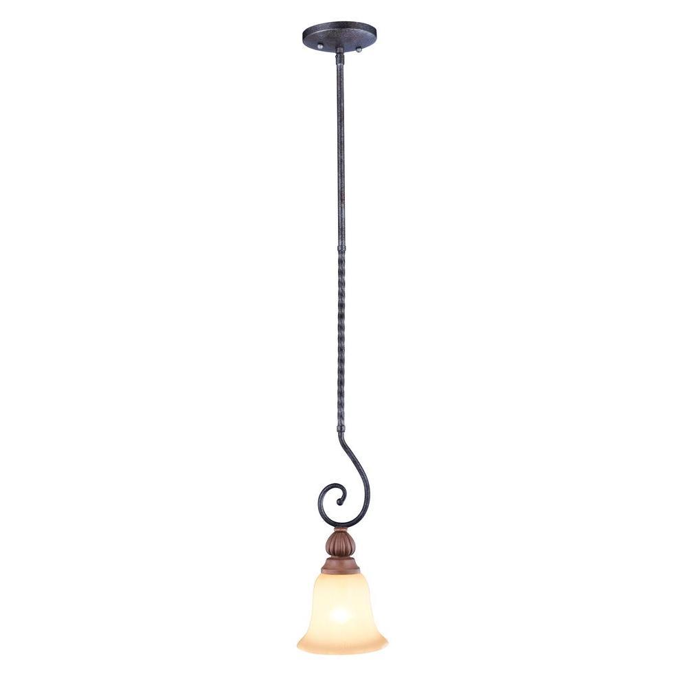 Elysia Collection Antiqued Gold Pendant with Elegant Iridescent Amber Glass Shade