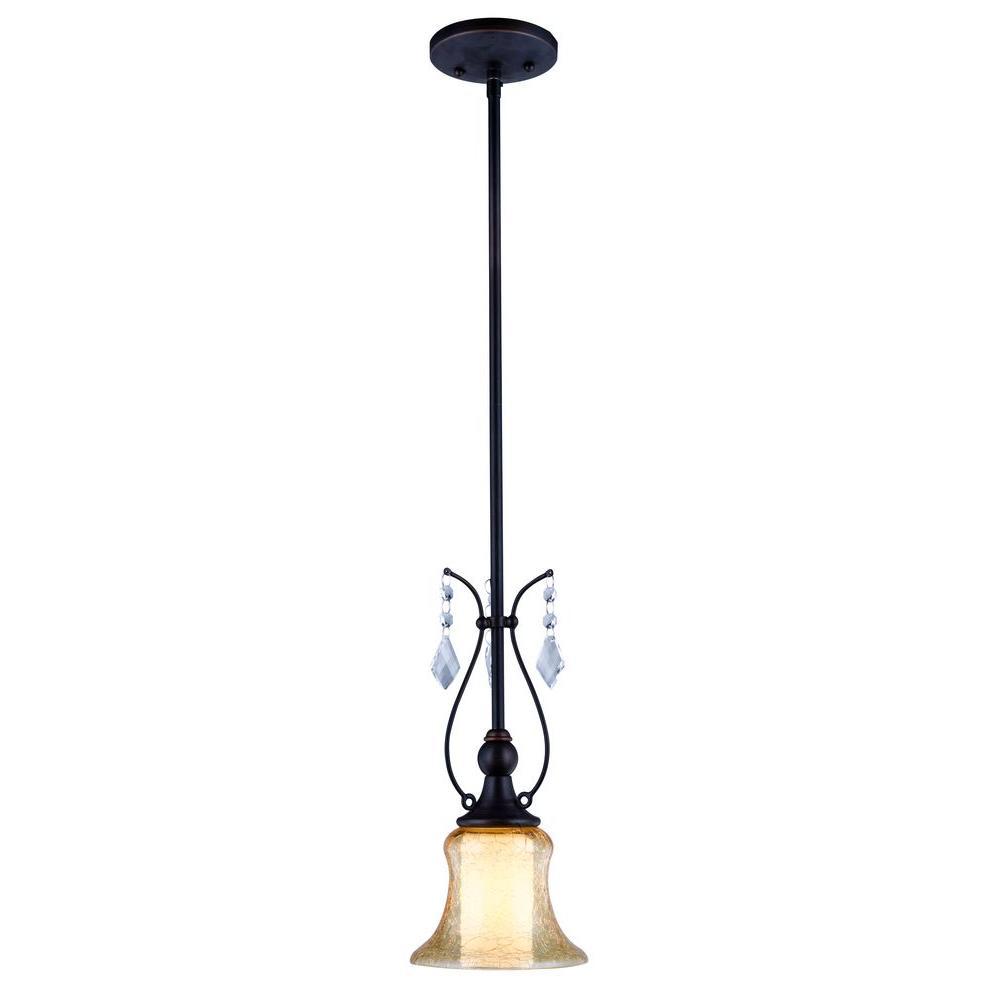 Ethelyn Collection Oil Rubbed Bronze Pendant with Elegant Old World Glass Shade