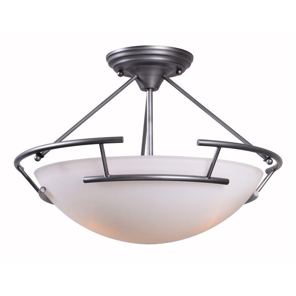 Ava Collection 2-Light Brushed Nickel Indoor Semi Flush Mount