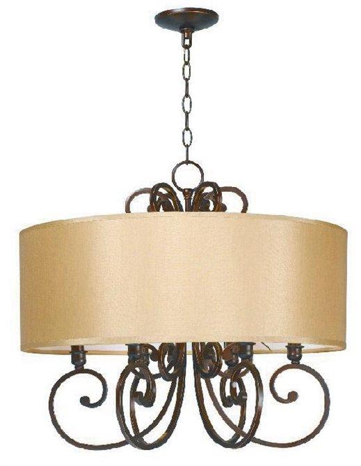 Rue Maison 6-Light Iron and Euro Bronze Chandelier with Shades