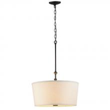 World Imports ES0017OB4 - 3-Light Oil-Rubbed Bronze Pendant with Off White Linen Shade and Bottom Diffuser