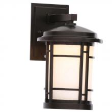 World Imports WI970021 - 7 in. Burnished Bronze Outdoor LED Wall Sconce with White Opal Glass