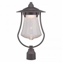 World Imports WI970616 - 10 in. Aged Bronze Patina Outdoor LED Post Light with Clear Seedy Glass