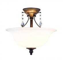 World Imports WI976888 - Ethelyn Collection 2-Light Oil-Rubbed Bronze Semi-Flush Mount Light with Frosted Glass Shade