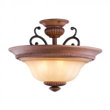 World Imports WI977890 - Elysia Collection 3-Light Antiqued Gold Semi-Flush Mount Light with Elegant Iridescent Amber Glass S