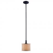 World Imports WI977188 - Jaxson Collection Oil Rubbed Bronze Pendant with Crafty Burlap Fabric Shade