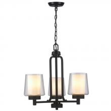 World Imports WI60992 - 3-Light Oil Rubbed Bronze Chandelier with Glass Shade