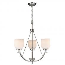 World Imports WI61003 - 3-Light Brushed Nickel Chandelier with White Frosted Glass Shade