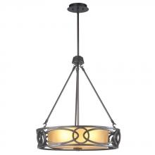 World Imports WI61022 - 3-Light Oil-Rubbed Bronze Pendant with Frosted Amber Glass Shade