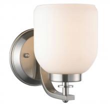 World Imports WI61029 - 1-Light Brushed Nickel Sconce with White Frosted Glass Shade