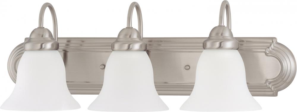 Ballerina - 3 Light 24" Vanity with Frosted White Glass - Brushed Nickel Finish