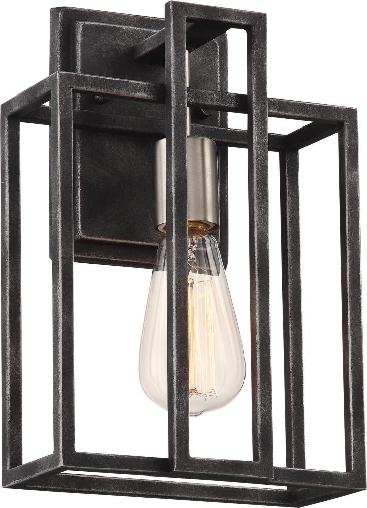 Lake - 1 Light Wall Sconce - Iron Black Finish with Brushed Nickel Accents