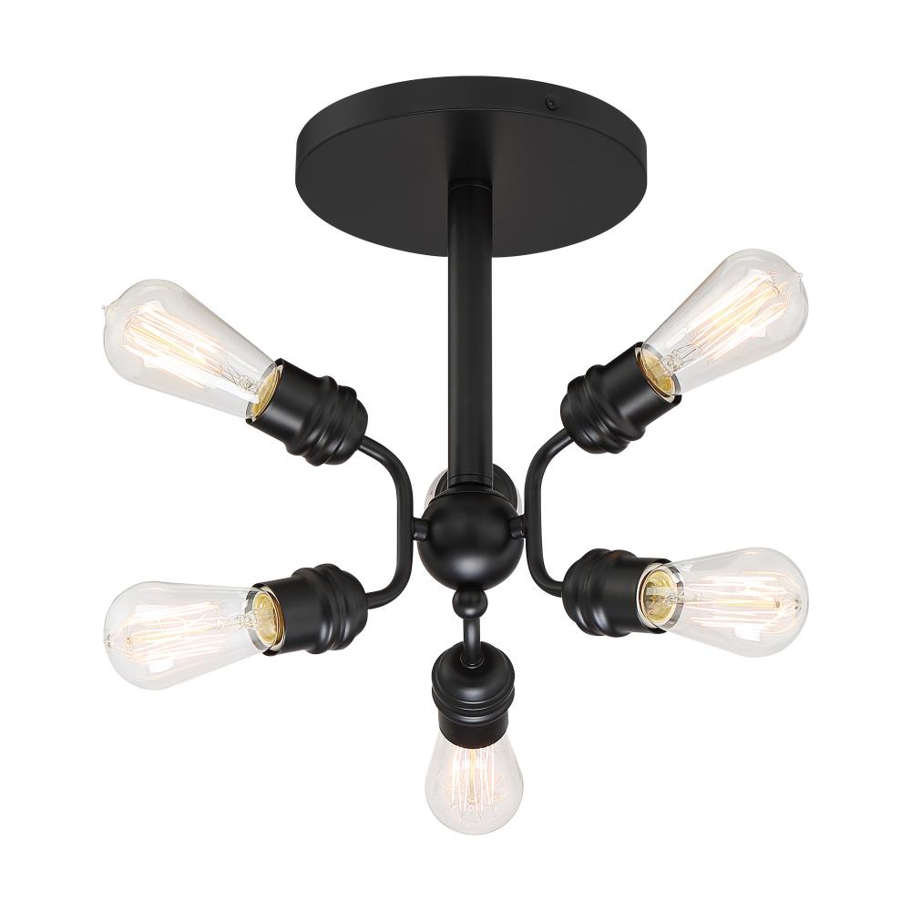 Faraday - 6 Light Semi Flush - Black Finish