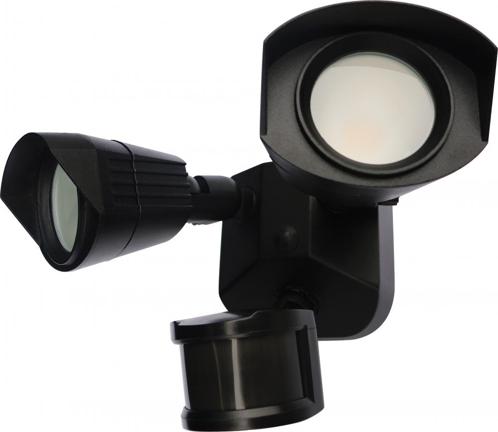 LED Security Light - Dual Head - Black Finish - 3000K - with Motion Sensor - 120V
