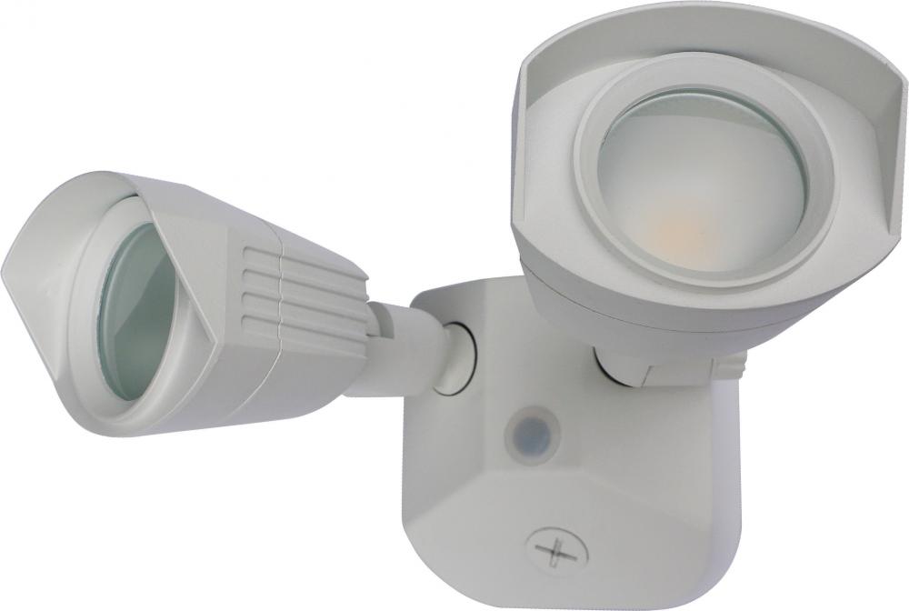 LED Security Light - Dual Head - White Finish - 4000K - 120-277V