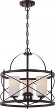 Nuvo 60/5337 - Ginger - 3 Light Pendant with Satin White Glass - Old Bronze Finish