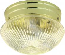 Nuvo SF76/252 - 2 Light - 10" Flush with Clear Ribbed Glass - Polished Brass Finish